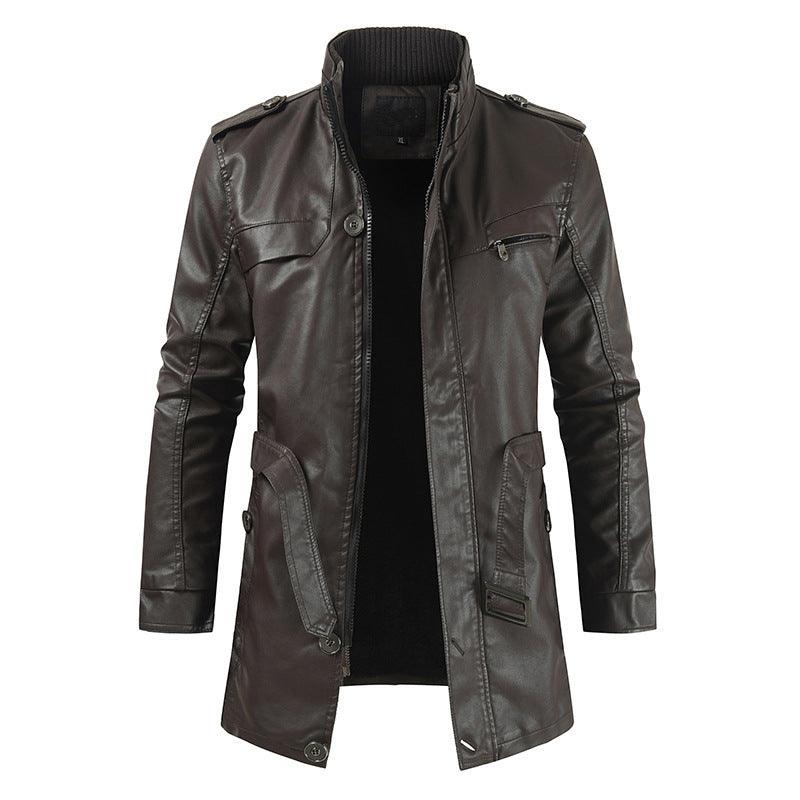 Casual Stand Collar Faux Leather Jacket - Durage Collection