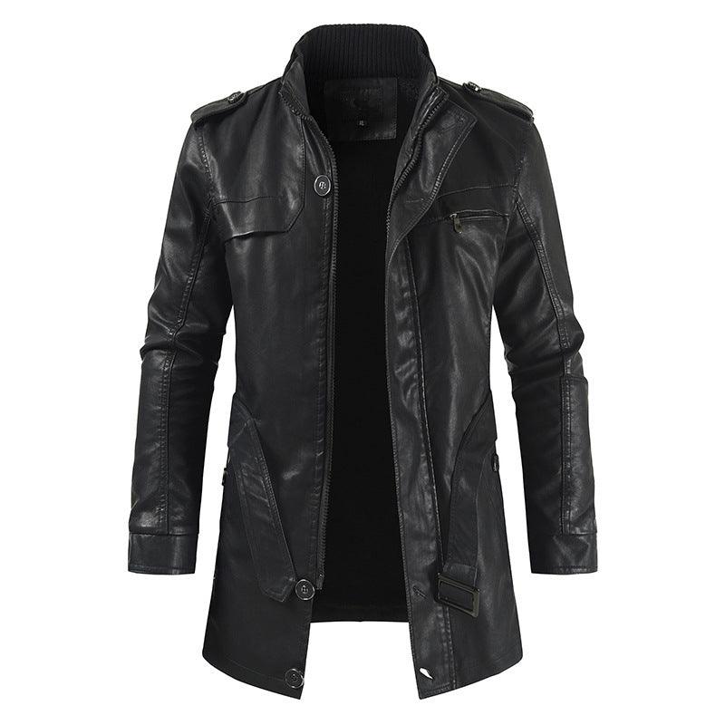 Casual Stand Collar Faux Leather Jacket - Durage Collection