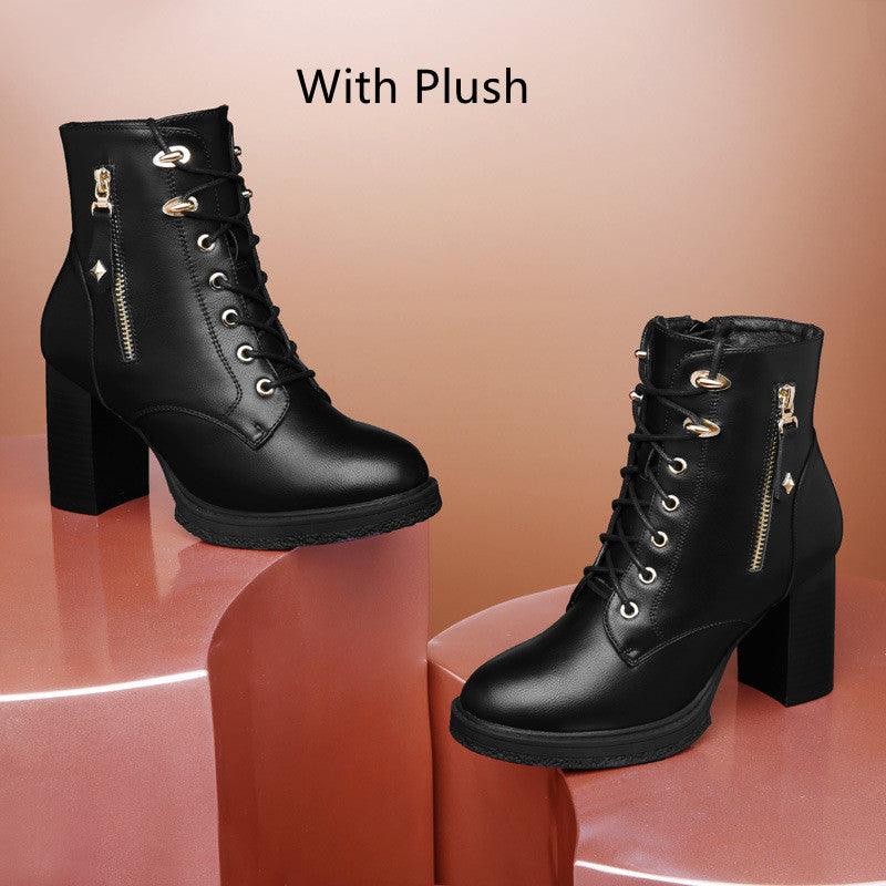 S Women's Shoes British Style Autumn And Winter Single Boots High Heels Women - Durage Collection