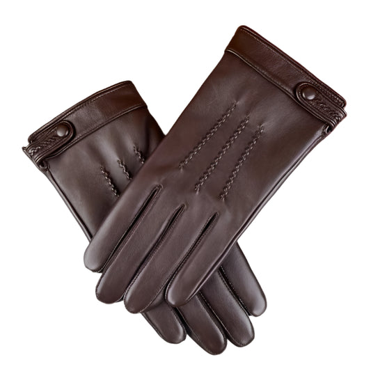 Elegant Men's Vintage Genuine Sheepskin Faux Leather Gloves with Plush Fleece Lining - Warm, Windproof for Winter Outdoor Activities like Cycling & Driving - Perfect Holiday Gift for Boyfriend, Husband, Dad - Durage Collection