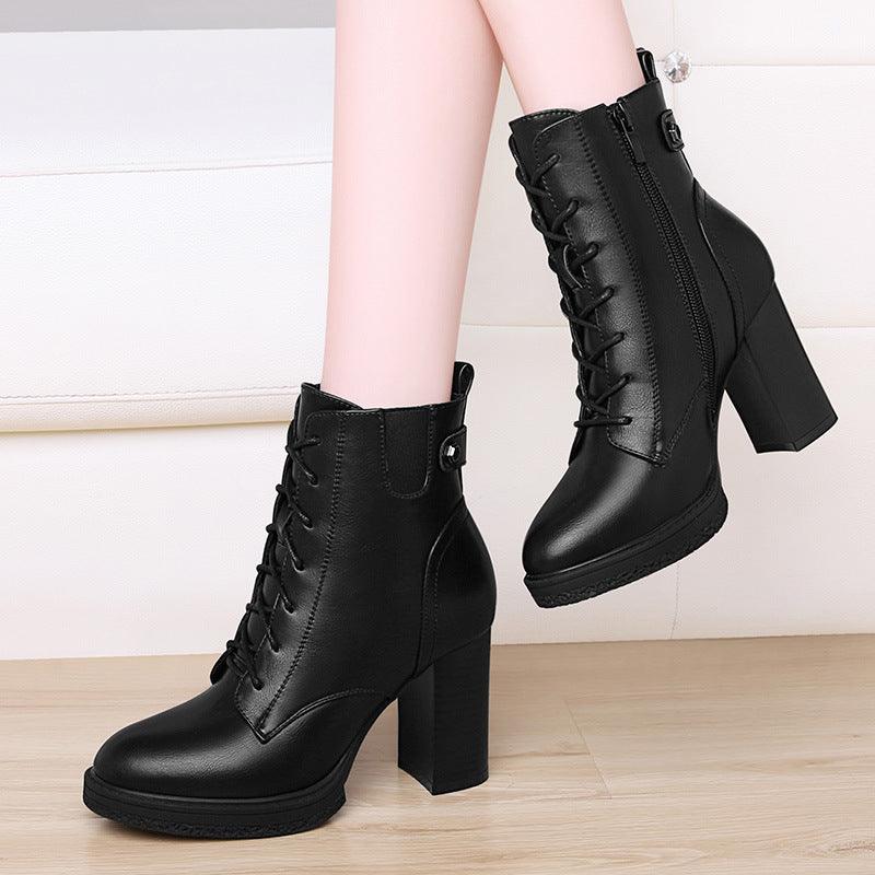 S Women's Shoes British Style Autumn And Winter Single Boots High Heels Women - Durage Collection