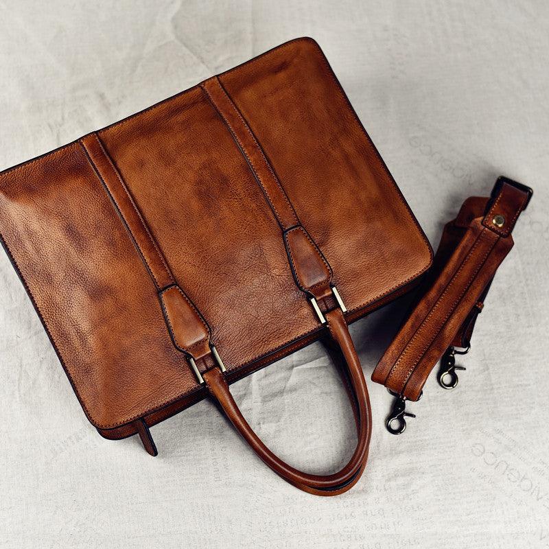 Men's Handbag - Vegetable Tanned Leather Retro Horizontal - Durage Collection