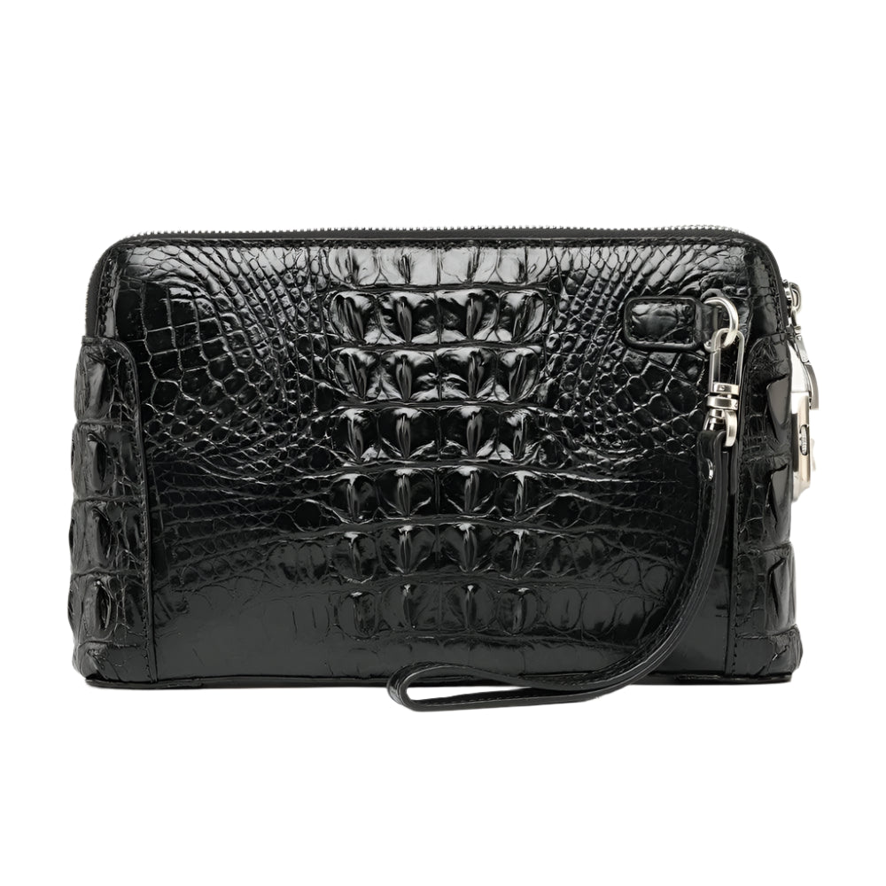 2024 Crocodile Leather Double Zipper Mens Clutch Bag - Durage Collection