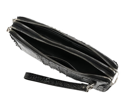 2024 Crocodile Leather Double Zipper Mens Clutch Bag - Durage Collection