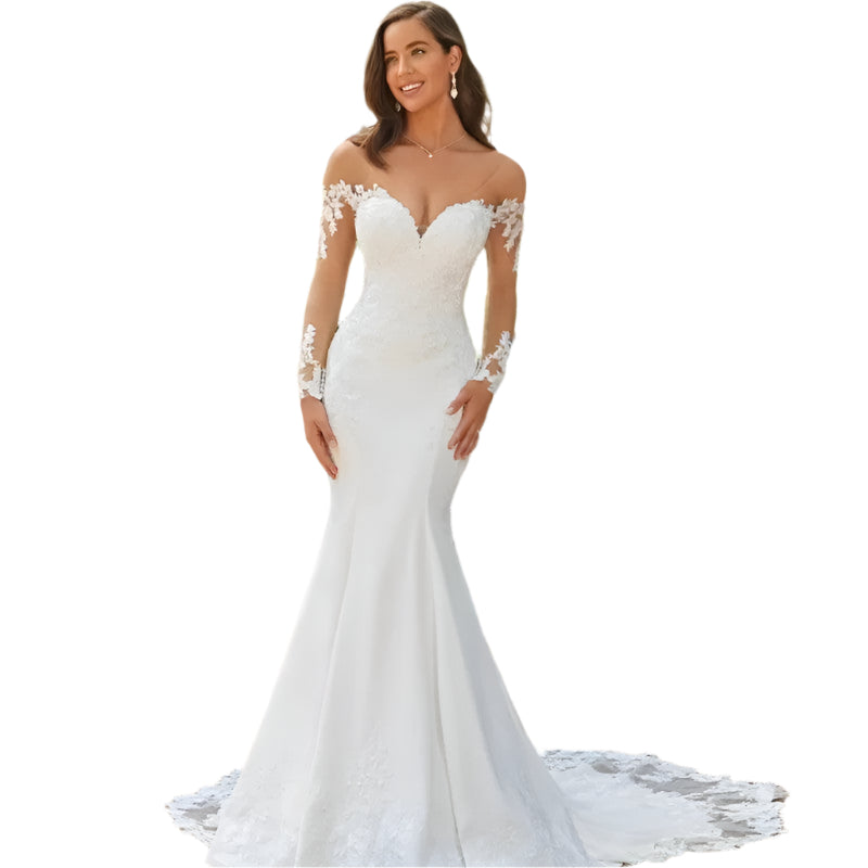 Elegant Sweetheart Mermaid Wedding Dress With Long Sleeves And Lace - Durage Collection