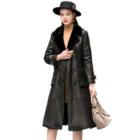 Elegant Rabbit Fur OL Commuter Long Jacket - Durage Collection