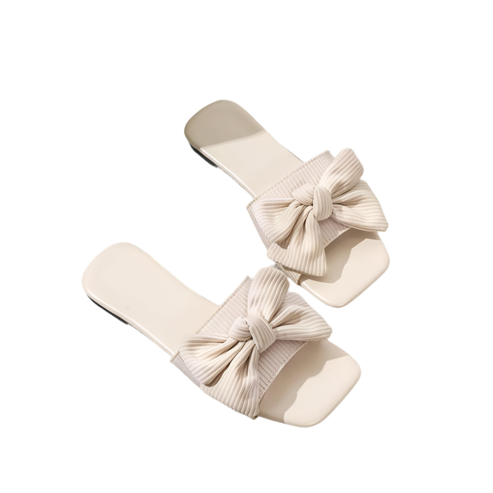 Bow-knot Slippers Outdoor Flat Beach Shoes Square Toe Sandals - Durage Collection