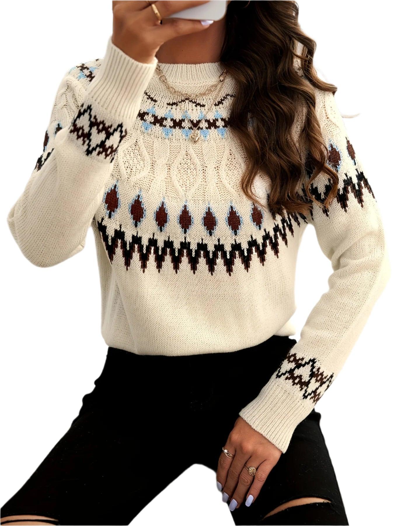 Geometric Patterned Knitted Pullover - Durage Collection