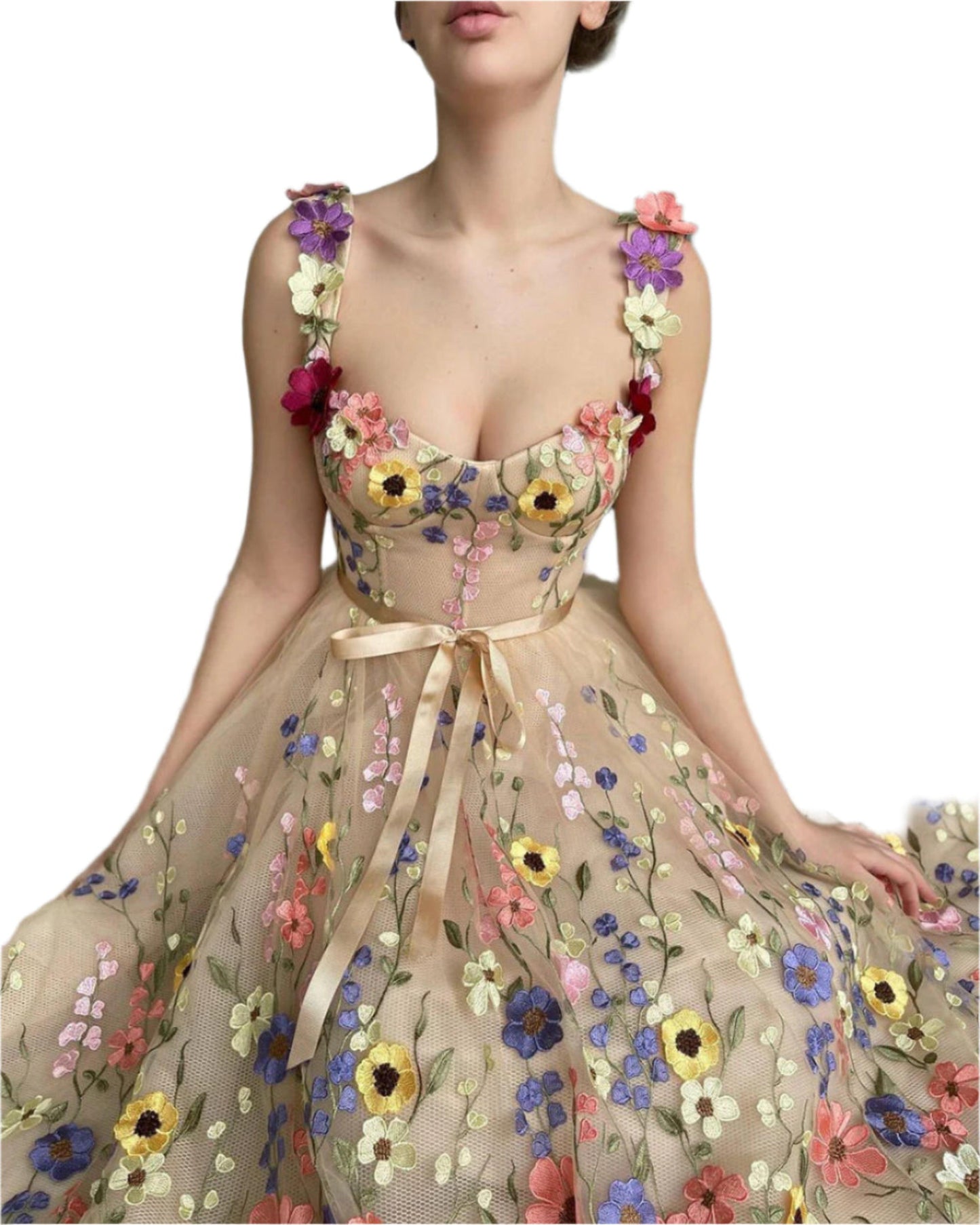 Sevintage Sweetheart Floral Prom Dress