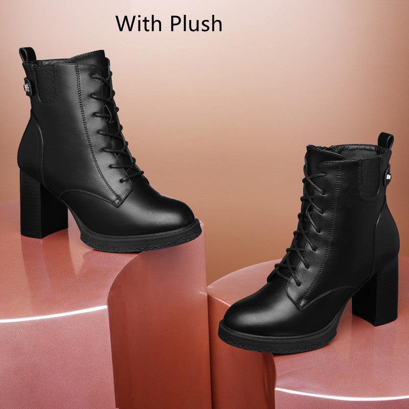 S Women's Shoes British Style Autumn And Winter Single Boots High Heels Women - Durage Collection