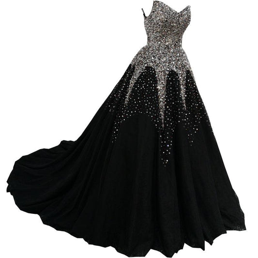 Black Wedding New Bride Big Train Main Yarn Dress - Durage Collection