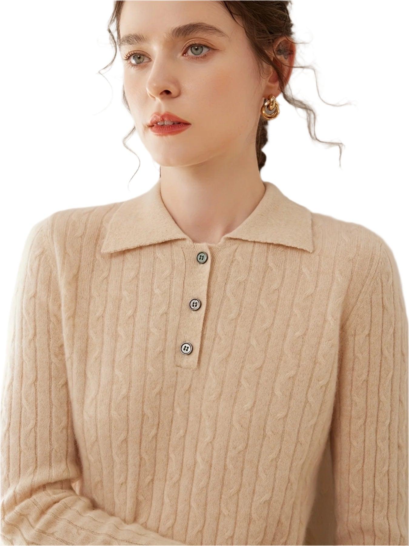 LuxCashmere Polo Knit Pullover - Durage Collection