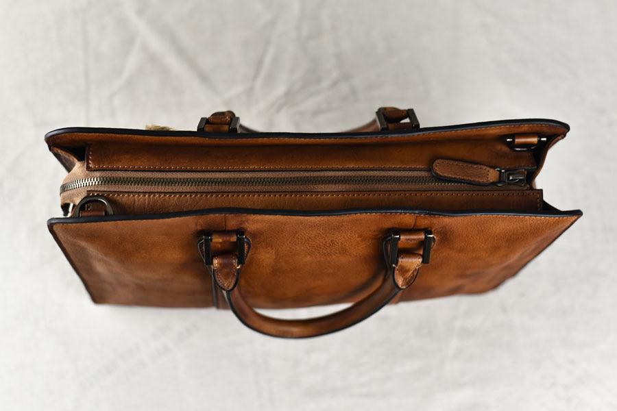 Men's Handbag - Vegetable Tanned Leather Retro Horizontal - Durage Collection