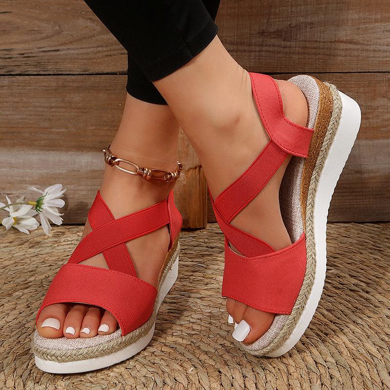 Wedge Sandals For Women Cross-strap Platform Gladiator Hemp Heel Shoes Summer - Durage Collection