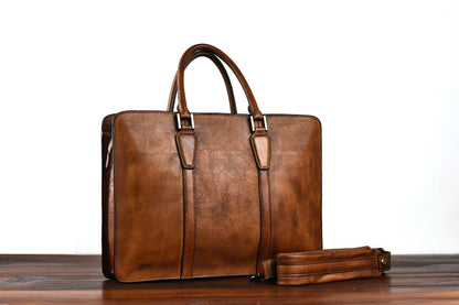 Men's Handbag - Vegetable Tanned Leather Retro Horizontal - Durage Collection