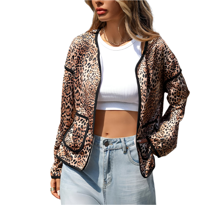 Fashion Buckle-free Cardigan Leopard Print Coat For Women - Durage Collection