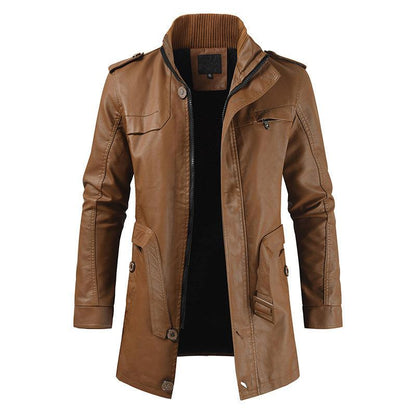 Casual Stand Collar Faux Leather Jacket - Durage Collection