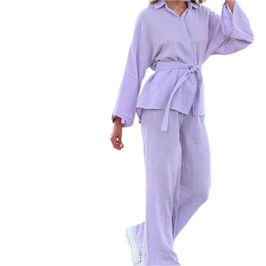 Double-layer Gauze Breathable And Loose Fashion Ladies Home Leisure Suit - Durage Collection