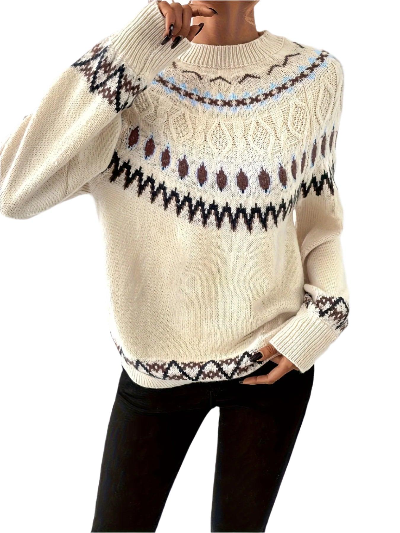 Geometric Patterned Knitted Pullover - Durage Collection