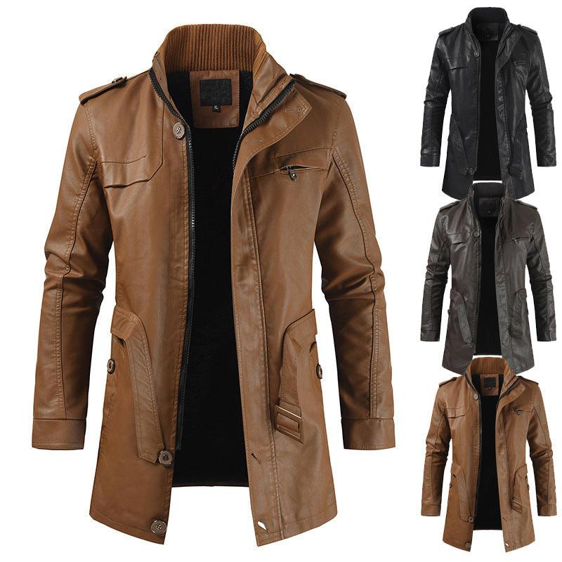 Casual Stand Collar Faux Leather Jacket - Durage Collection