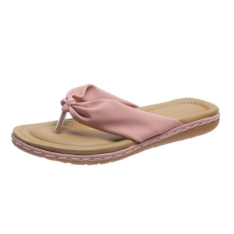 Clip Toe Bow Slippers Summer Flat Beach Shoes Flip Flops Sandals For Women - Durage Collection