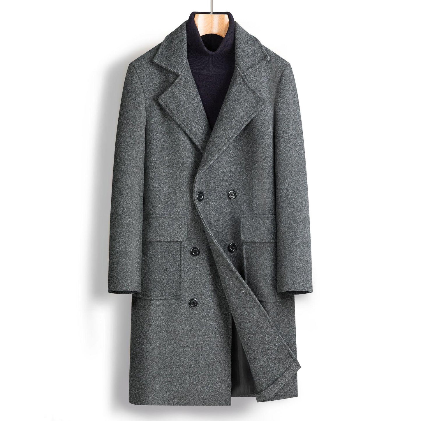 Fall Winter Men Double Breasted Mid-length Coat - Durage Collection