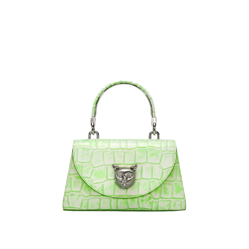 BAFELLI 2024 Luxury Crocodile Leather CatShaped Purse - Durage Collection