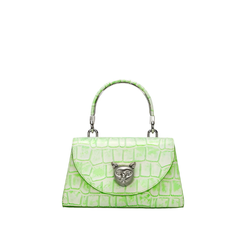 BAFELLI 2024 Luxury Crocodile Leather CatShaped Purse - Durage Collection