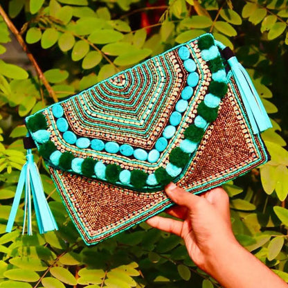 Chic Handmade Green Bohemian Sequin Crossbody Hobo Bag - Durage Collection