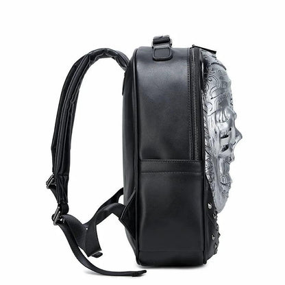 Embossed Skull PU Backpack – Waterproof Punk Rivet Bag for Men & Women - Durage Collection