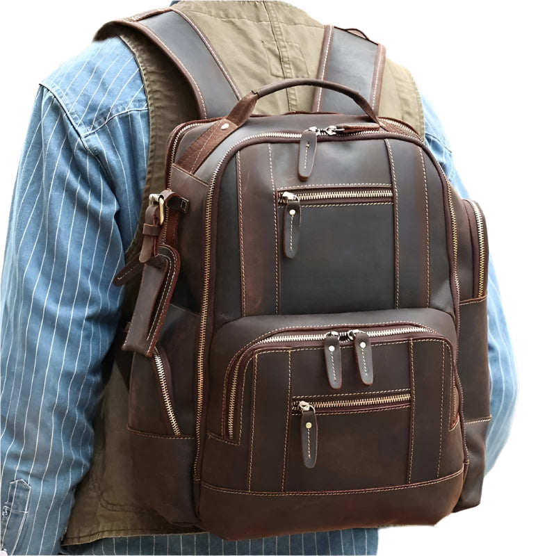 Certainly Here is an SEOfriendly set of elements for your product pageProduct Page TitleLuxury Genuine Leather Mens Backpack Large 156 Laptop CapacityMeta DescriptionExplore our Luxury Genuine Leather Mens Backpack designed for elegance and practicality - Durage Collection