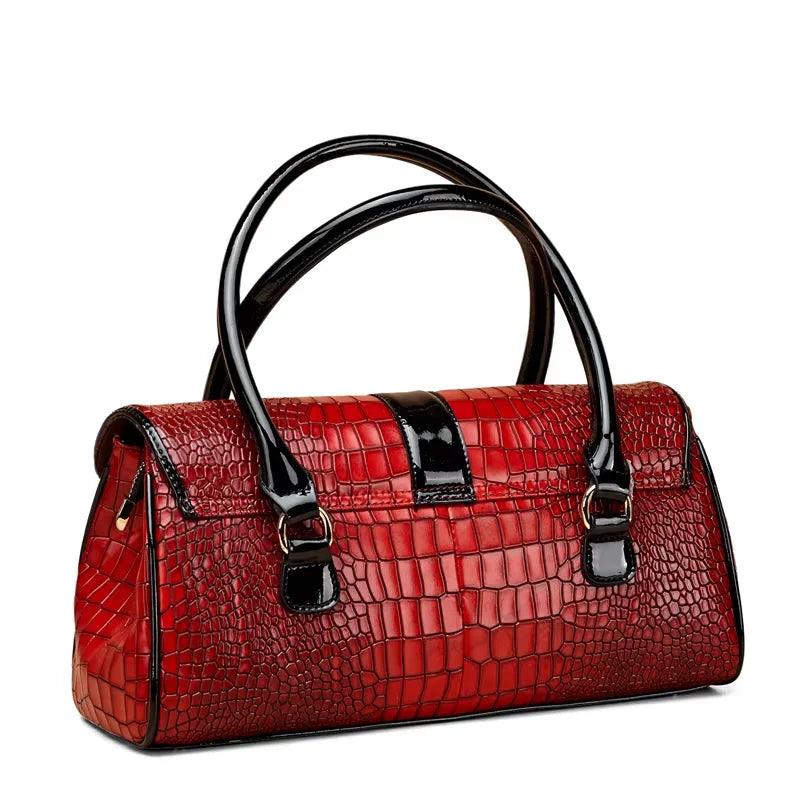 Red Cowhide Large Shoulder Bag - Durage Collection