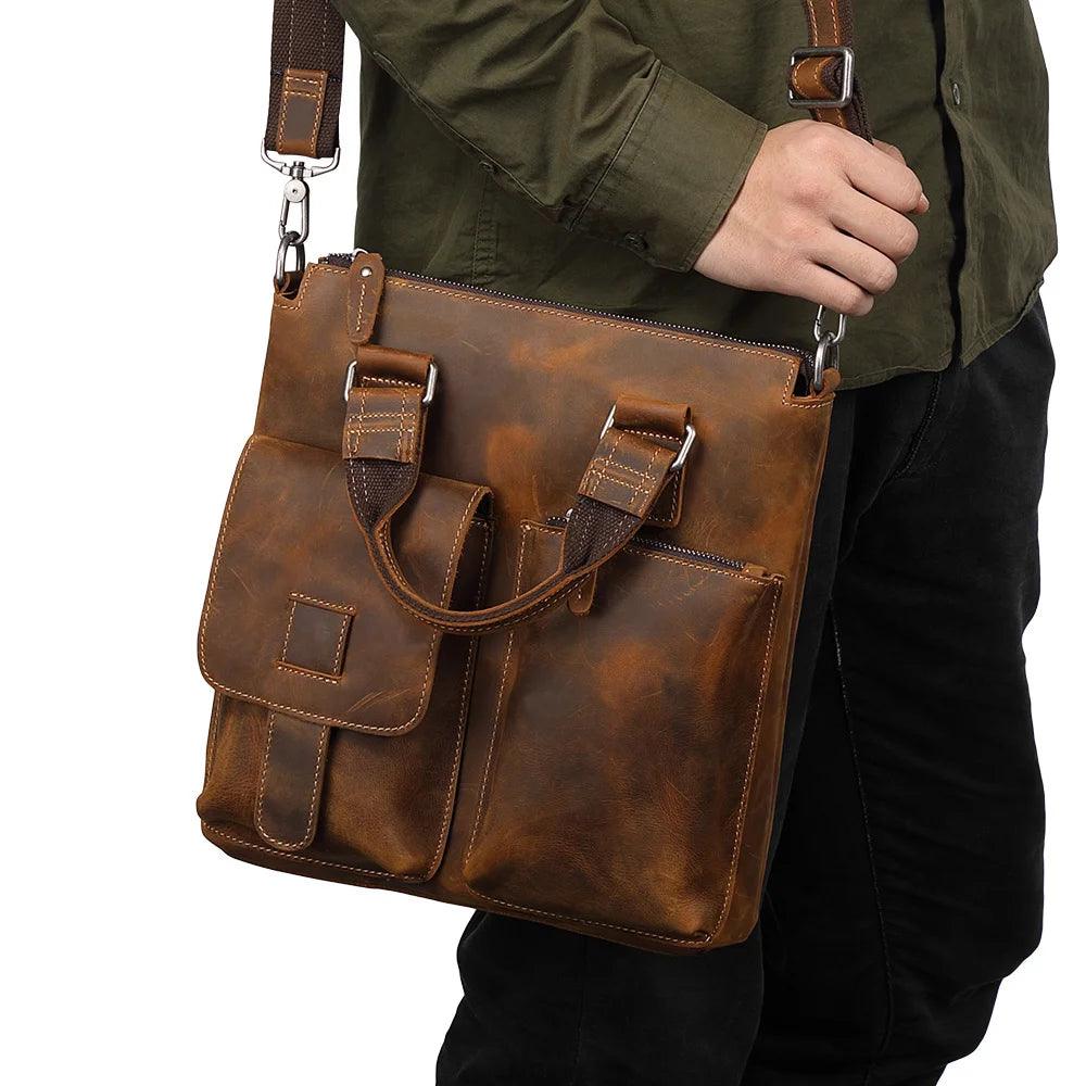 Genuine Leather Men’s Crossbody Messenger Bag - Durage Collection