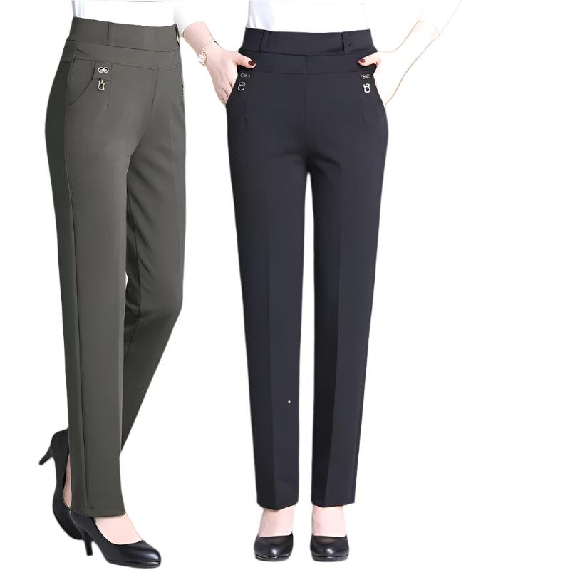 Velvet High Waisted Casual Trousers - Durage Collection