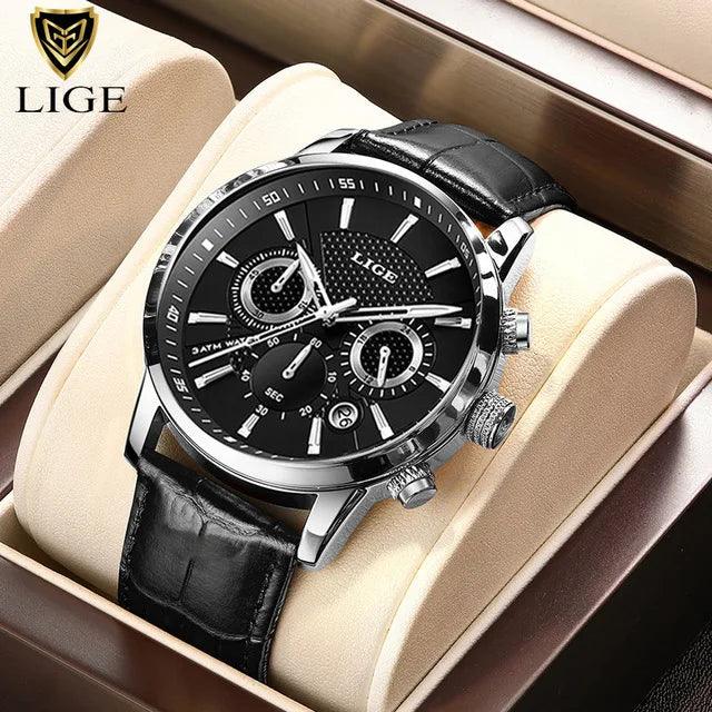 New Mens Watches LIGE Top Brand Luxury Leather Casual Quartz - Durage Collection