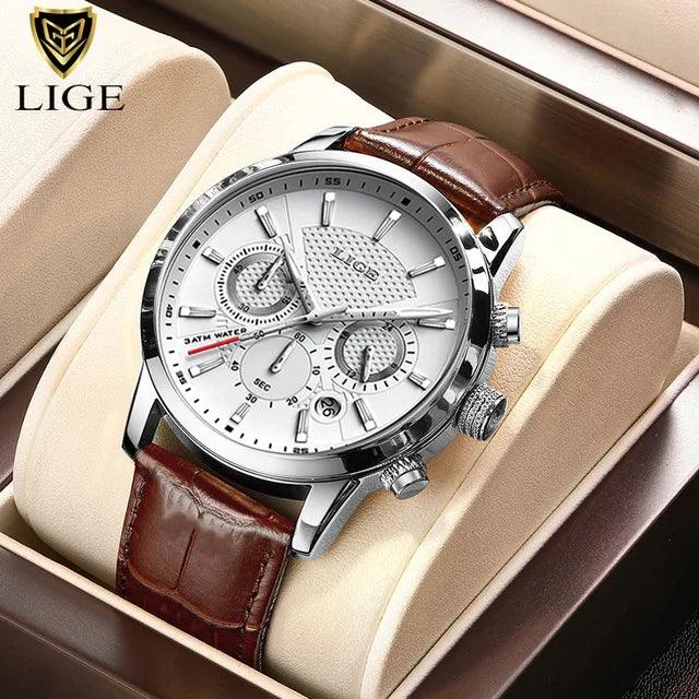 New Mens Watches LIGE Top Brand Luxury Leather Casual Quartz - Durage Collection