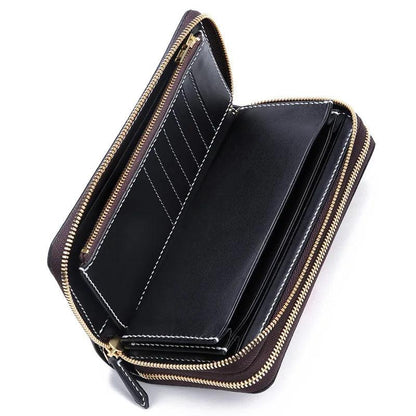 Unisex HighCapacity Carved Leather Clutch Wallet - Durage Collection