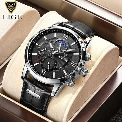 New Mens Watches LIGE Top Brand Luxury Leather Casual Quartz - Durage Collection