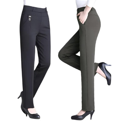 Velvet High Waisted Casual Trousers - Durage Collection