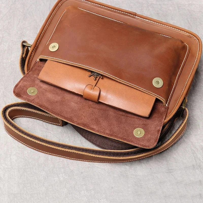 To create SEO elements for the Leatherfocus Mens Retro Cowhide Crossbody Bag we should focus on relevant keywords ensure clarity and maintain a userfriendly approach Heres how you might structure itProduct Page TitleLeatherfocus Mens Retro Cowhide Crossbo - Durage Collection