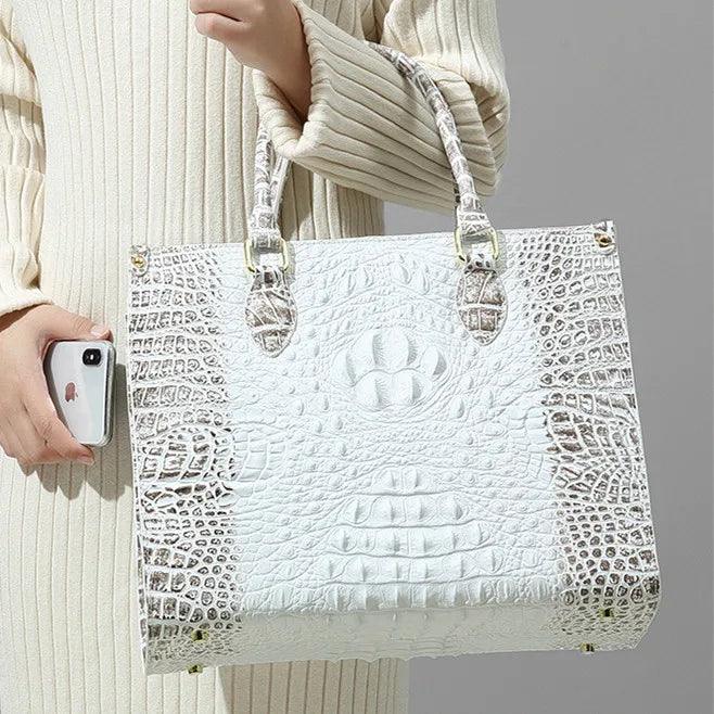 Opulent Crocodile Leather Tote - Durage Collection