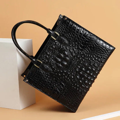 Opulent Crocodile Leather Tote - Durage Collection