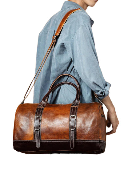 Vintage Leather Mens Travel and Gym Crossbody Bag - Durage Collection