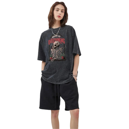 Anime Skull Man Series Print T Shirt For Unisex , Retro Washed Hip Hop T-shirts Streetwear, 100% Cotton Tops Tees, Taylors Swift - Durage Collection