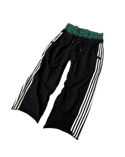 Y2k Striped Casual Women Pants Fashion Retro Harajuku Loose Sweatpants Splice Lattice High Waist Trousers 2024 New In Hip Hop - Durage Collection