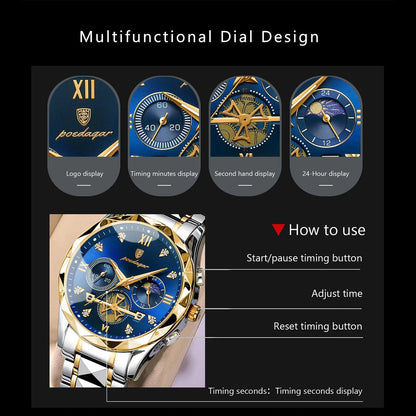 Luxury Man Wristwatch Waterproof Luminous Chronograph Watch - Durage Collection