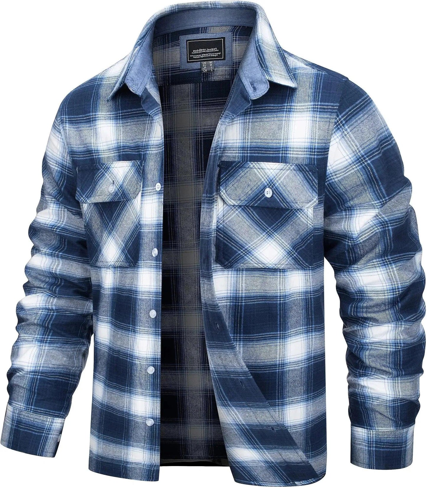 TACVASEN Oversize Lightweight Shirt Jacket Button Down Cotton Plaid Shirts Mens Long Sleeve Streetwear Flannel Shirts W/ Pockets - Durage Collection