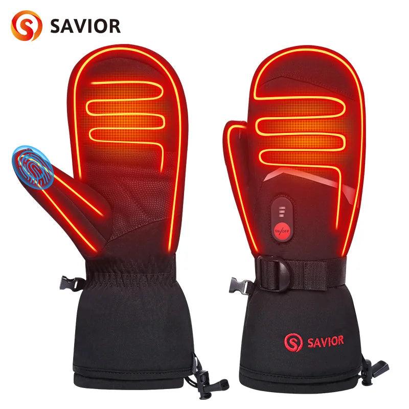 SAVIOR HEAT Winter Electric Heated Gloves For Men Women Riding Ski Fishing Waterproof Rechargeable Battery Heating Thermal Wamer - Durage Collection