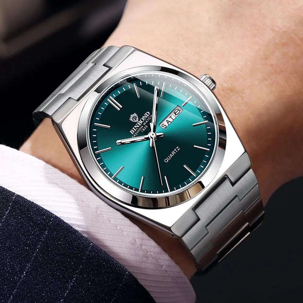 Men Watch Light Luxury Brand Stainless Steel Double Calendar - Durage Collection