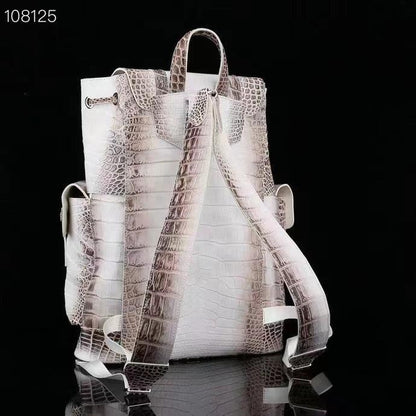 Himalaya White Crocodile Leather Backpack - Durage Collection